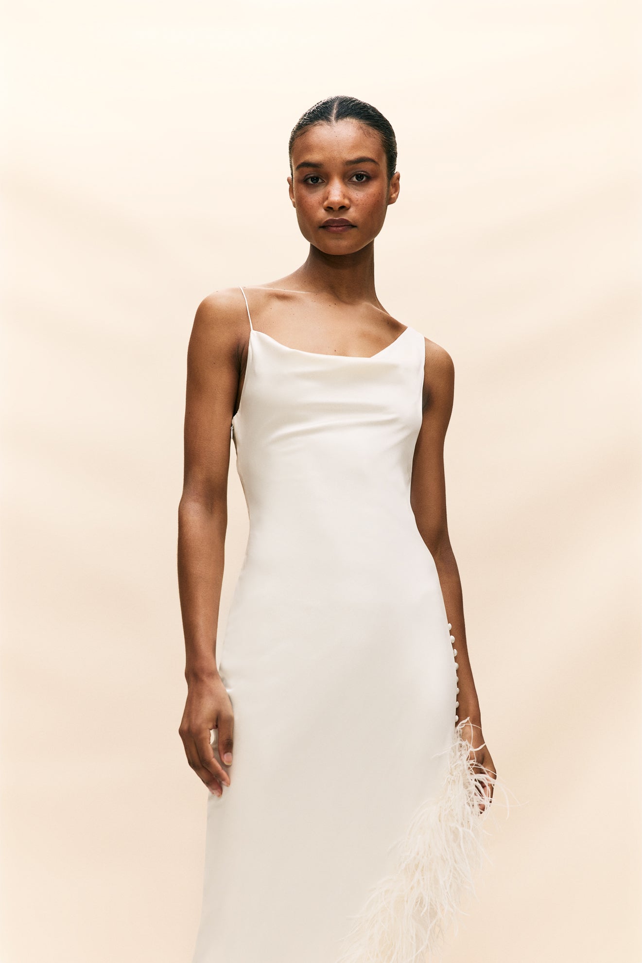MATISSE MIDI DRESS IN IVORY SILK SATIN - De La Vali