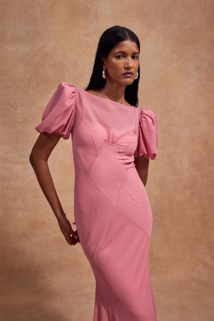 de la vali sabia chiffon maxi dress De La Vali Sabia Chiffon Maxi Dress - Pink 30% Off