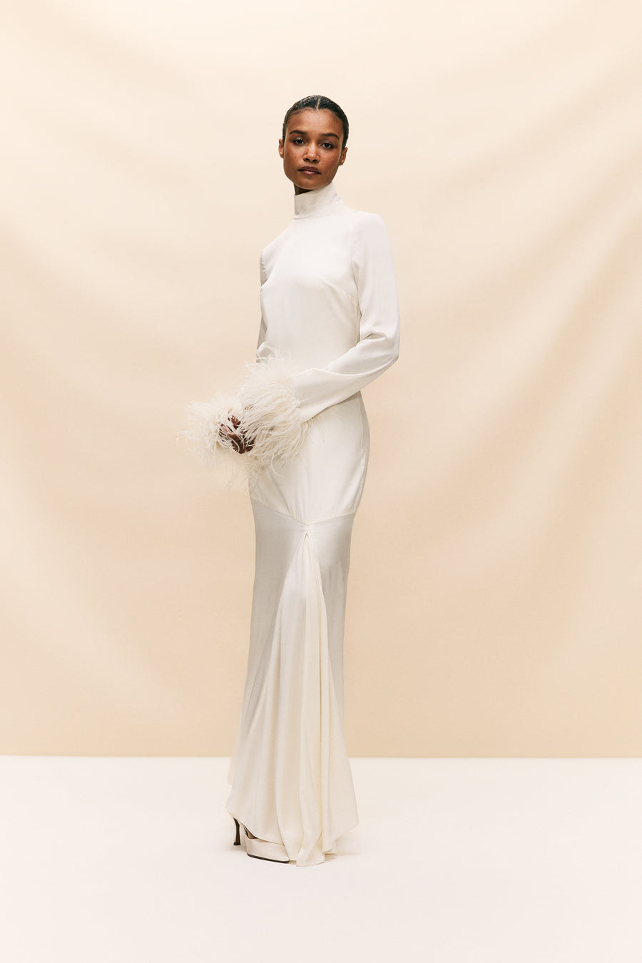 COSMOPOLITAN MAXI DRESS IN IVORY SILK SATIN (MADE TO ORDER) DE LA VALI OFFICIAL COSMOPOLITAN MAXI DRESS IN IVORY SILK SATIN (MADE TO ORDER) DE LA VALI OFFICIAL