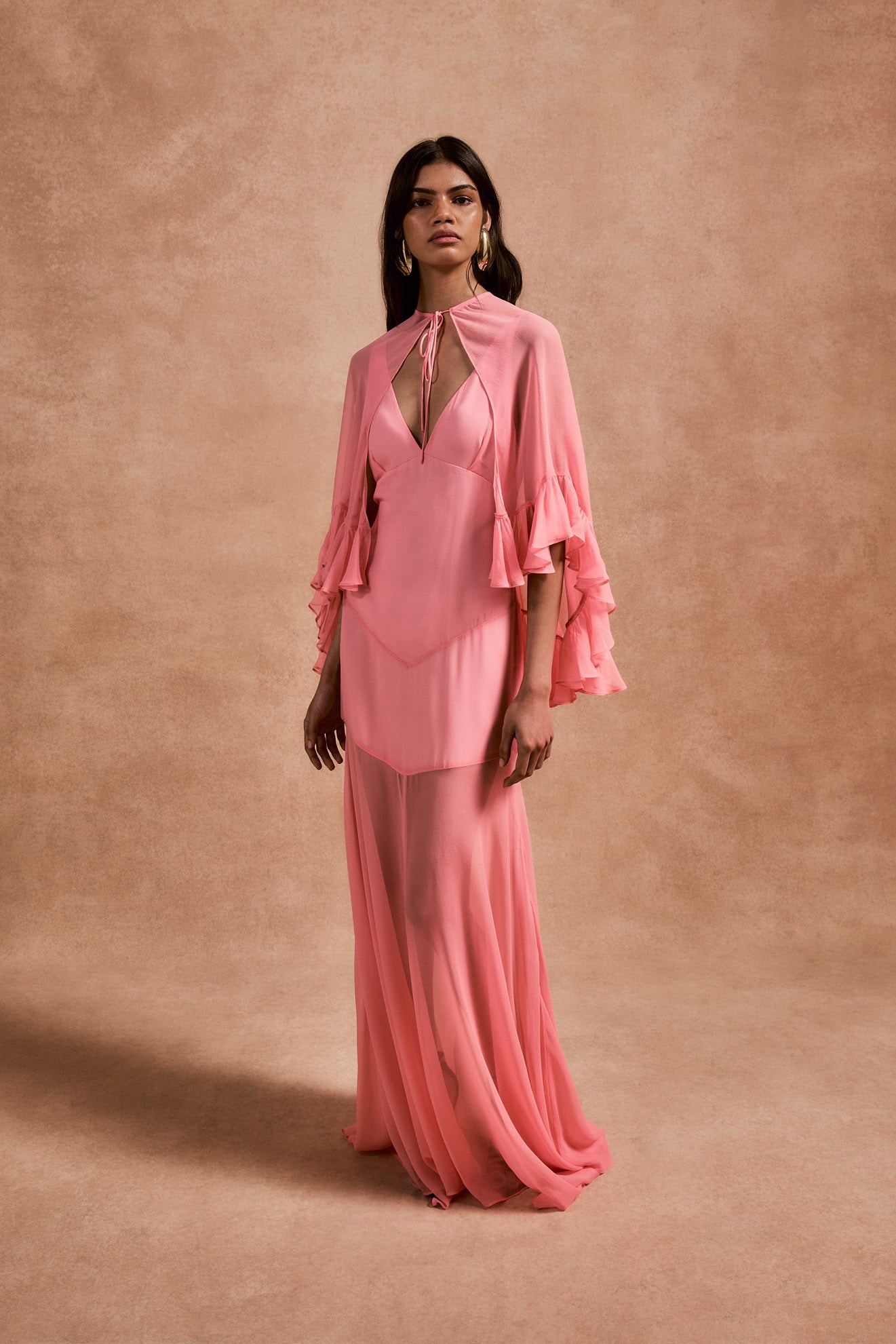 KATJA MAXI DRESS IN BALLET SILK CHIFFON - De La Vali