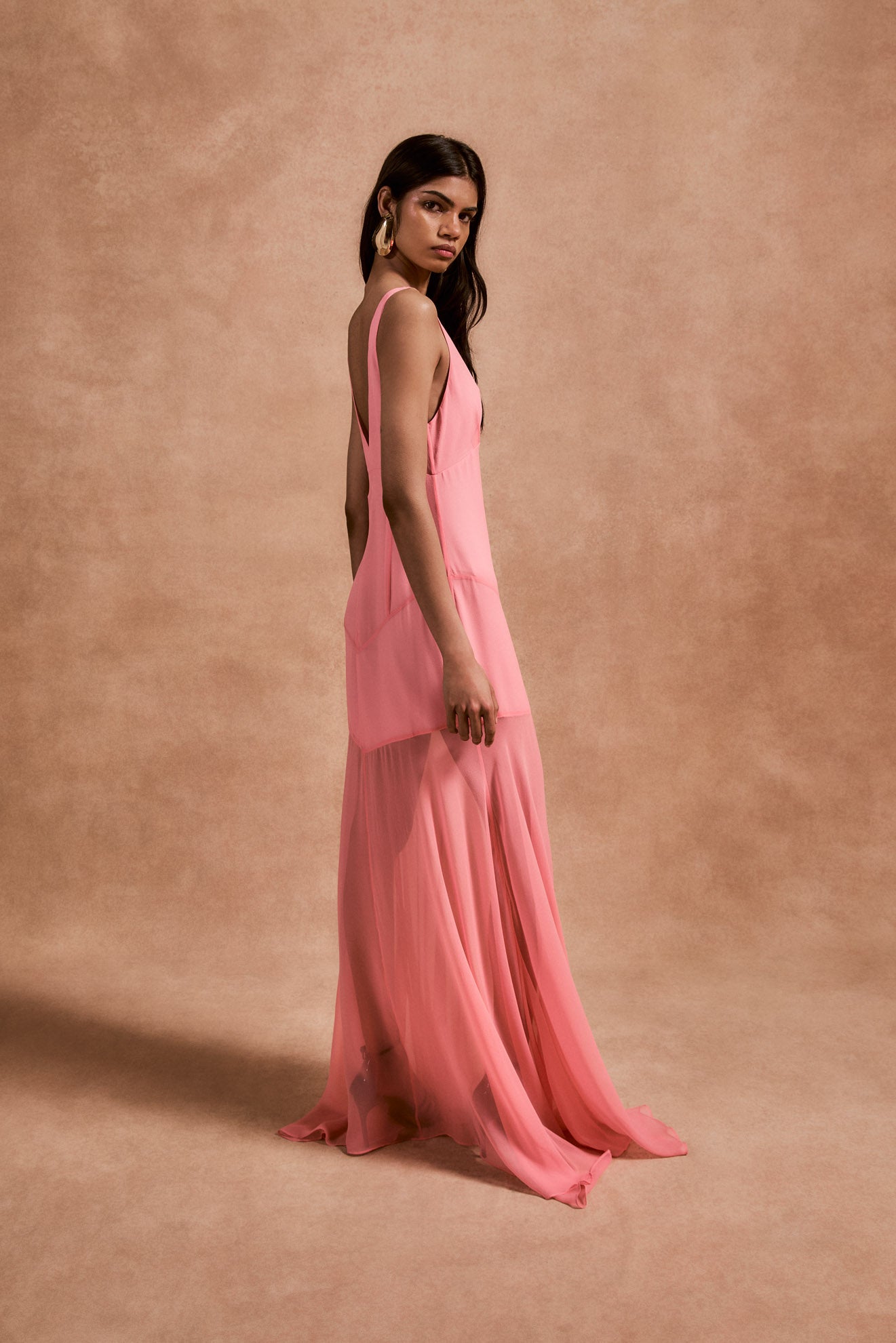 KATJA MAXI DRESS IN BALLET SILK CHIFFON - De La Vali