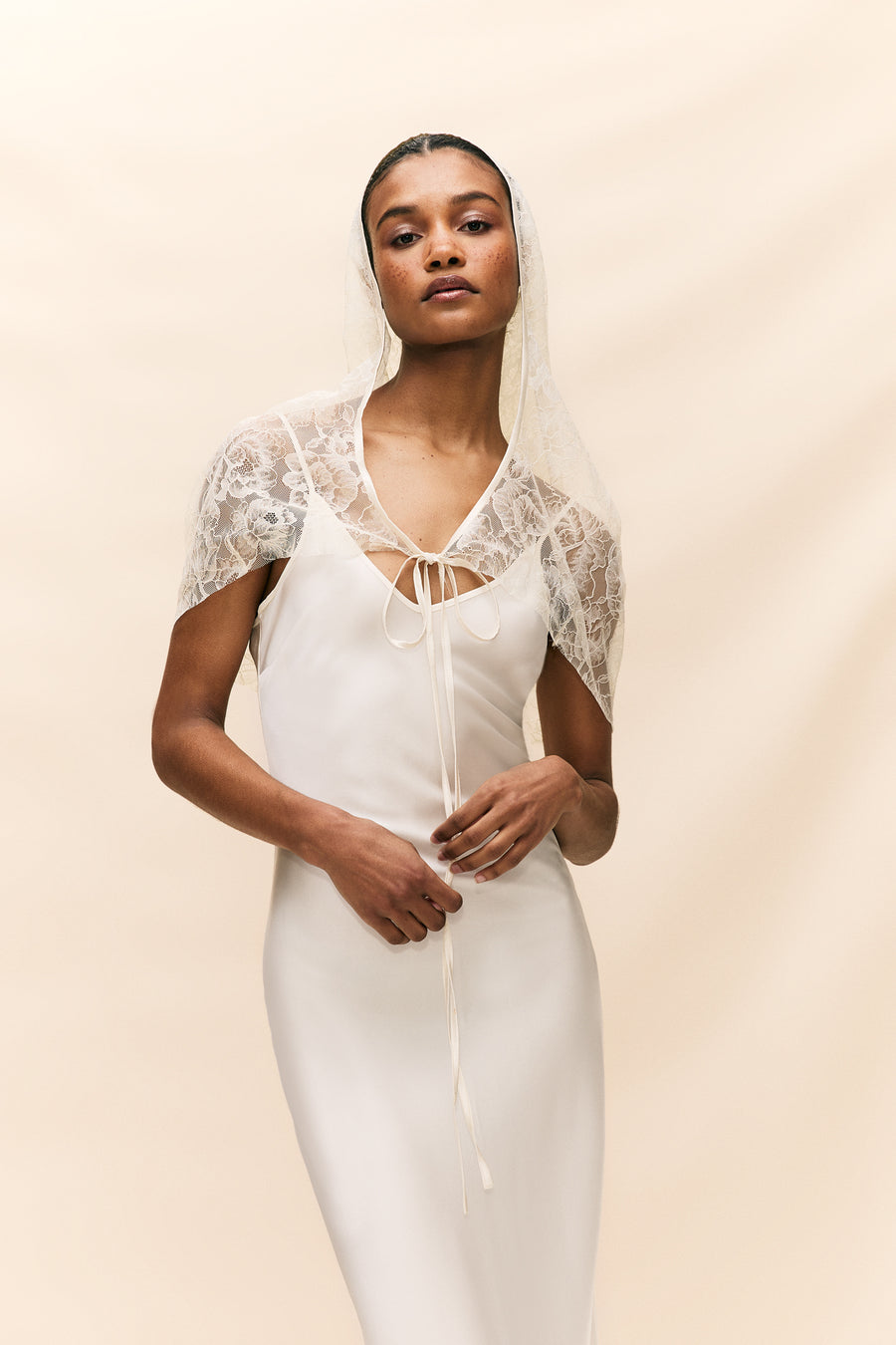 IVORY LACE HOODED VEIL (MADE TO ORDER)