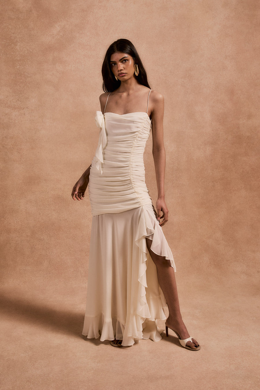 ROSADO MAXI DRESS IN IVORY CHIFFON DE LA VALI OFFICIAL ROSADO MAXI DRESS IN IVORY CHIFFON DE LA VALI OFFICIAL