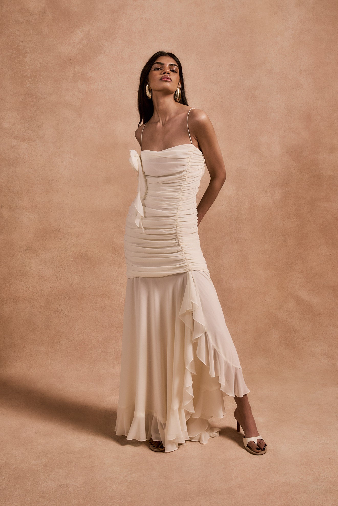 ROSADO MAXI DRESS IN IVORY CHIFFON - De La Vali