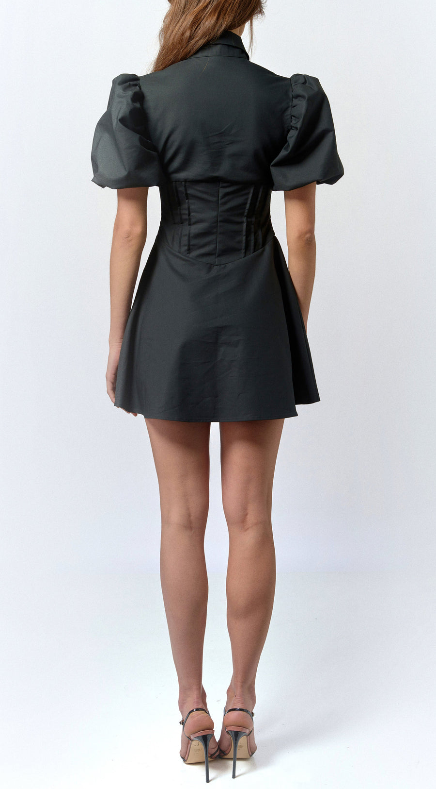 Loraine Mini Dress in Black Cotton - De La Vali