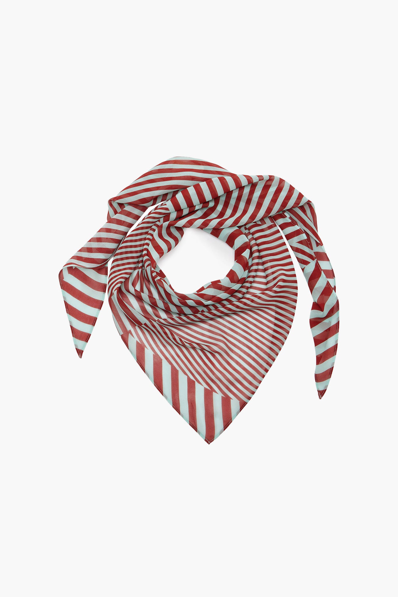 LUNA HEAD SCARF IN MAROON & TURQUOISE STRIPE GEORGETTE - De La Vali