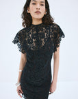 LAIA MINI DRESS IN BLACK NYLON LACE - De La Vali