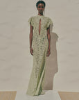LAIA MAXI DRESS IN MINT GREEN NYLON LACE - De La Vali