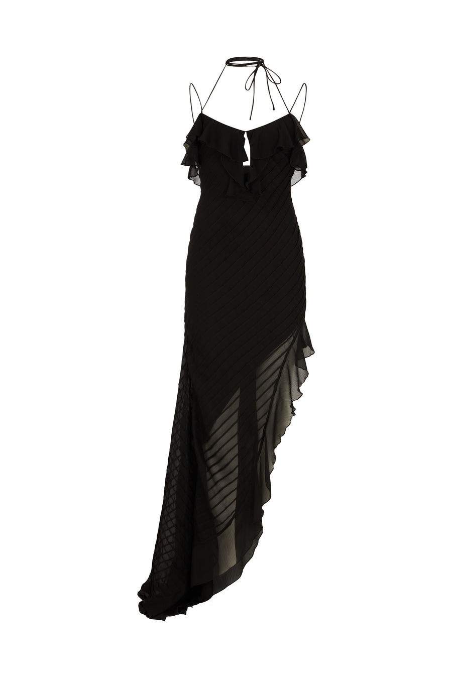 MAGDALENA ASYMMETRIC DRESS IN BLACK CHIFFON