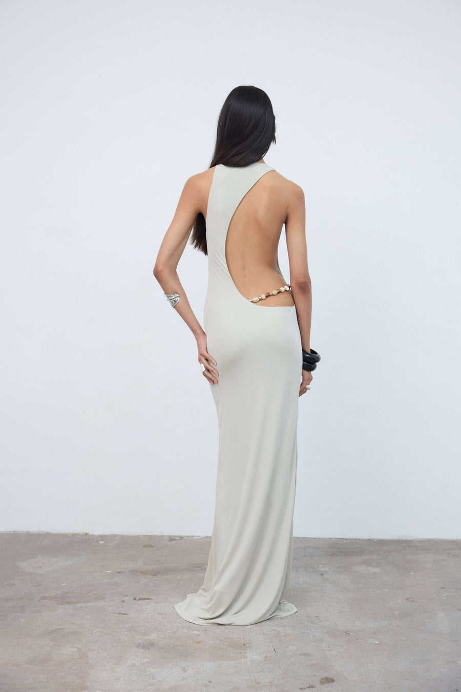 white christmas dresses Maha Maxi Dress in Cream Jersey