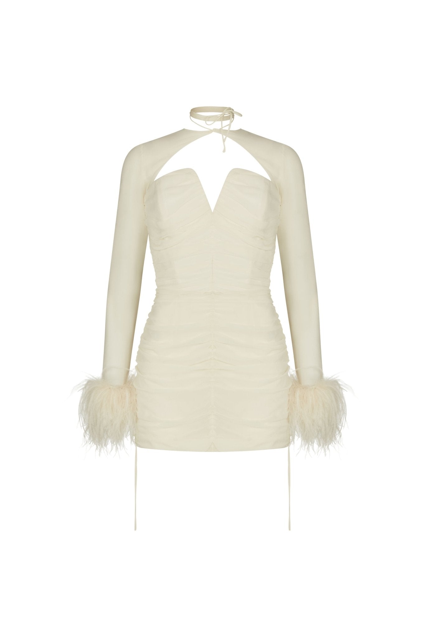 MAME MINI DRESS IN IVORY SILK CHIFFON - De La Vali