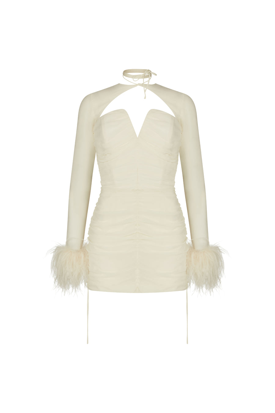 MAME MINI DRESS IN IVORY SILK CHIFFON (MADE TO ORDER)