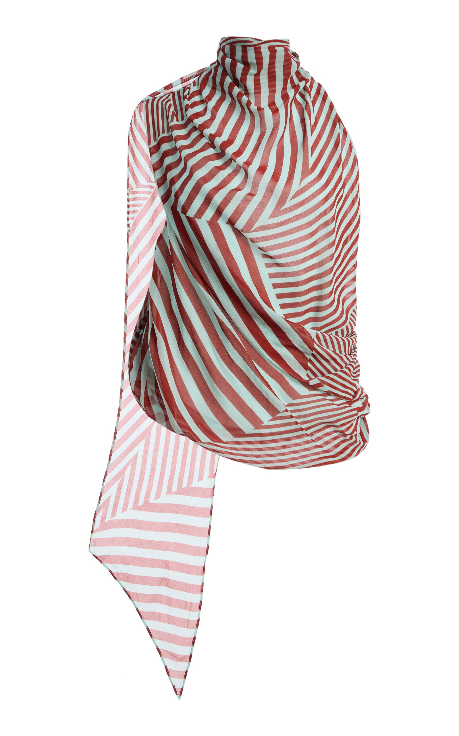 MENORCA TOP IN MAROON & TURQUOISE VISCOSE GEORGETTE