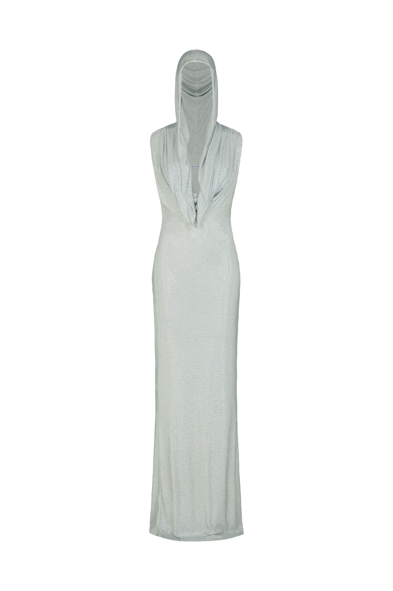 MANHATTAN MAXI DRESS IN WHITE DIAMANTE JERSEY - De La Vali