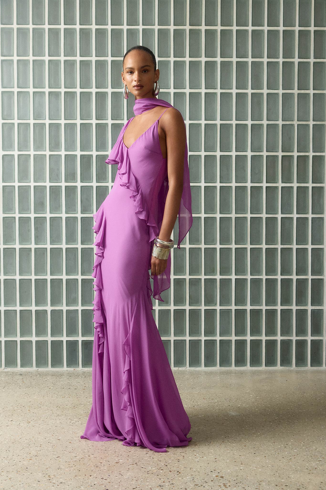 MAYARA MAXI DRESS IN MAGENTA GEORGETTE - De La Vali