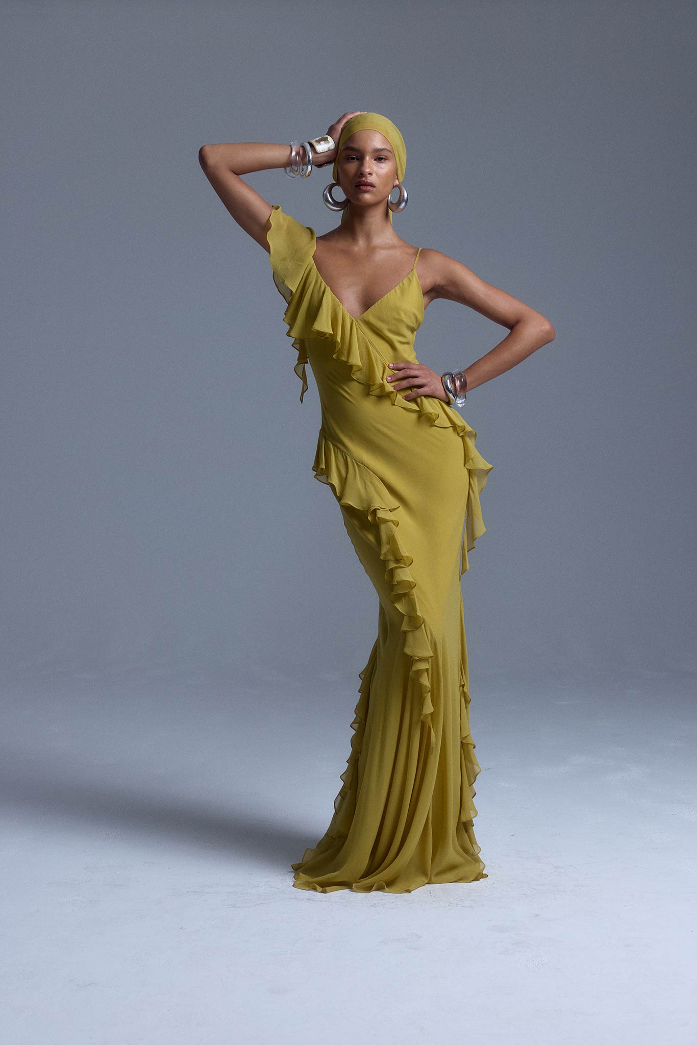 MAYARA MAXI DRESS IN YELLOW GEORGETTE - De La Vali