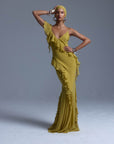MAYARA MAXI DRESS IN YELLOW GEORGETTE - De La Vali