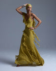 MAYARA MAXI DRESS IN YELLOW GEORGETTE - De La Vali