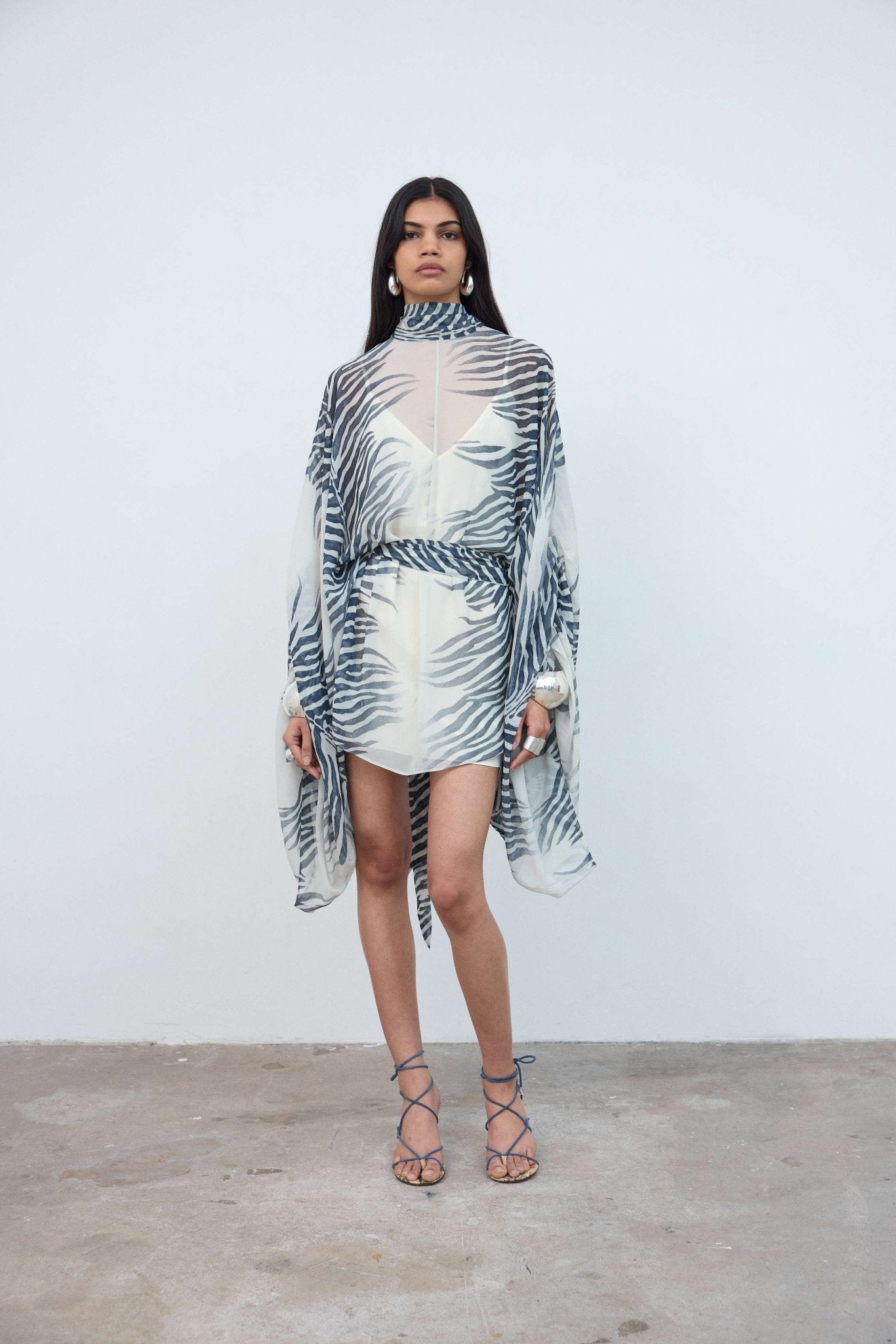 NILA MINI DRESS IN ZEBRA PRINT CHIFFON - De La Vali