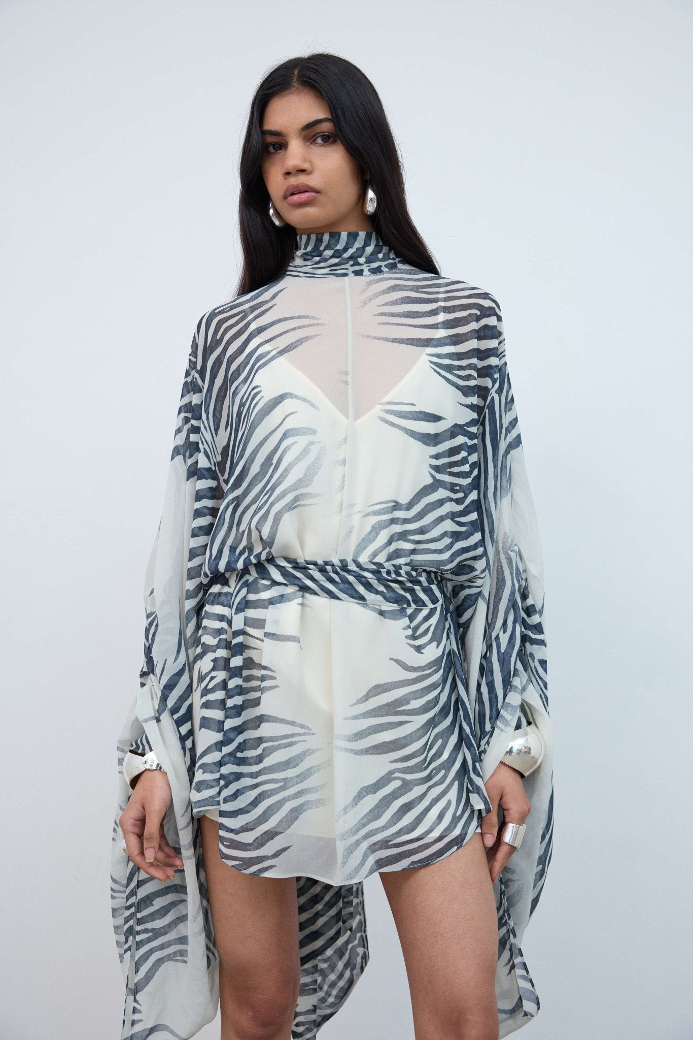 NILA MINI DRESS IN ZEBRA PRINT CHIFFON - De La Vali