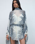 NILA MINI DRESS IN ZEBRA PRINT CHIFFON - De La Vali