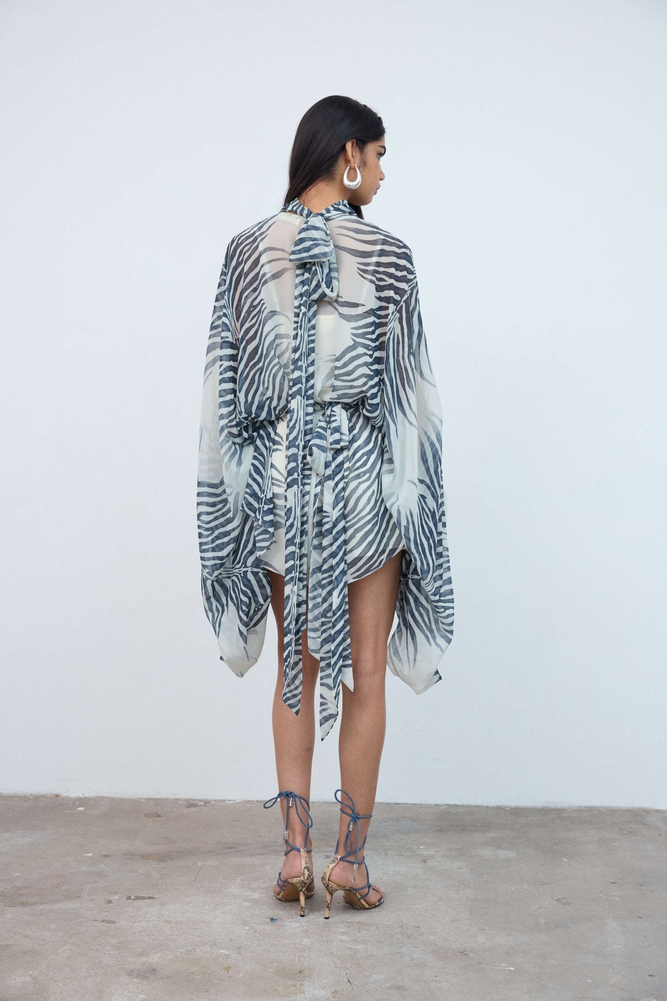 NILA MINI DRESS IN ZEBRA PRINT CHIFFON - De La Vali