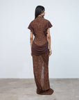NOOR MAXI DRESS IN BROWN LACE - De La Vali