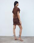 NOOR MINI DRESS IN BROWN LACE - De La Vali