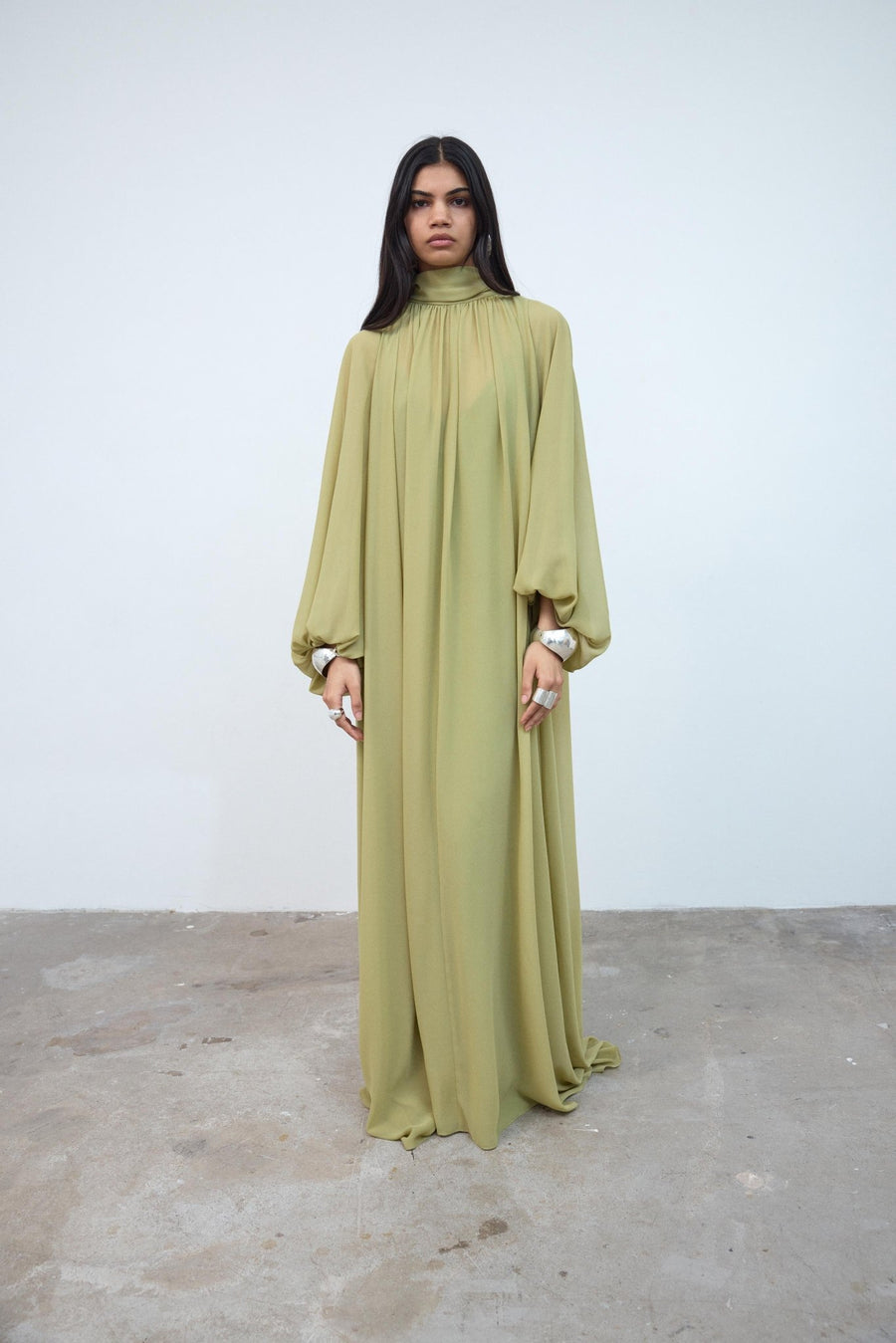 Nyx Maxi Dress in Green Chiffon
