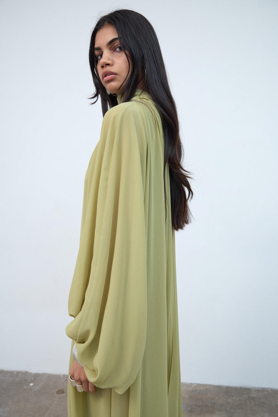 Nyx Maxi Dress in Green Chiffon