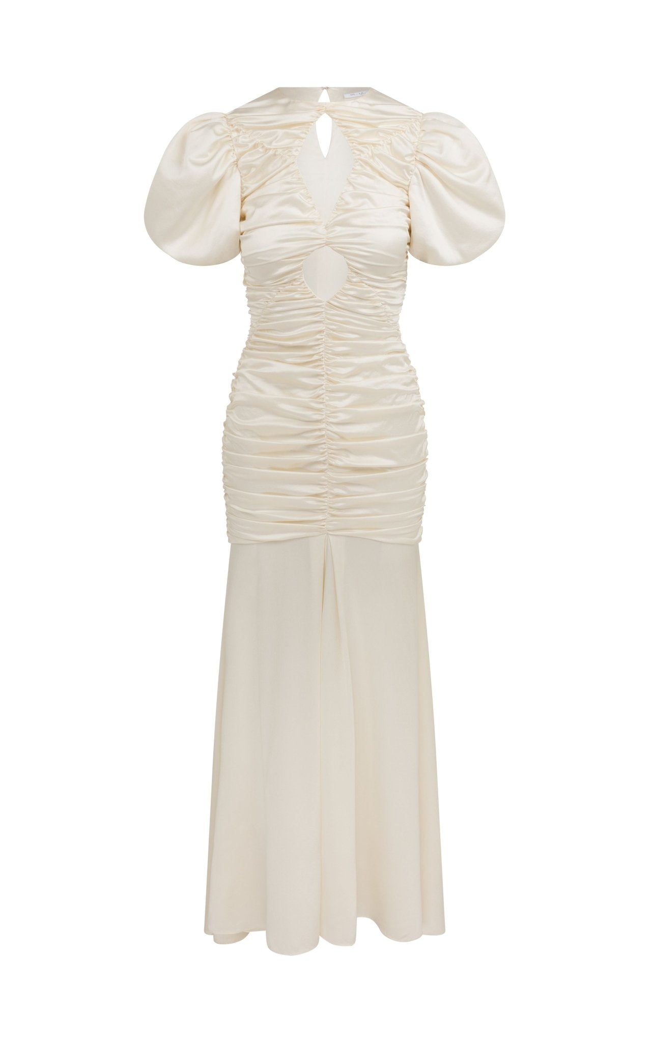 OLYMPIA MAXI DRESS IN IVORY SILK SATIN (MADE TO ORDER) - De La Vali