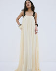 CARMELA MAXI DRESS IN CREAM VISCOSE GEORGETTE - De La Vali