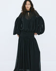 SOLANA MAXI DRESS IN BLACK POLY CHIFFON - De La Vali