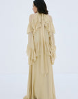 ETEREO MAXI DRESS IN ANTIQUE YELLOW VISCOSE GEORGETTE AND LACE - De La Vali
