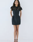 CATALINA MINI DRESS IN BLACK TWILL - De La Vali