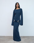 QAMAR MAXI DRESS IN MIDNIGHT SPANDEX JERSEY - De La Vali