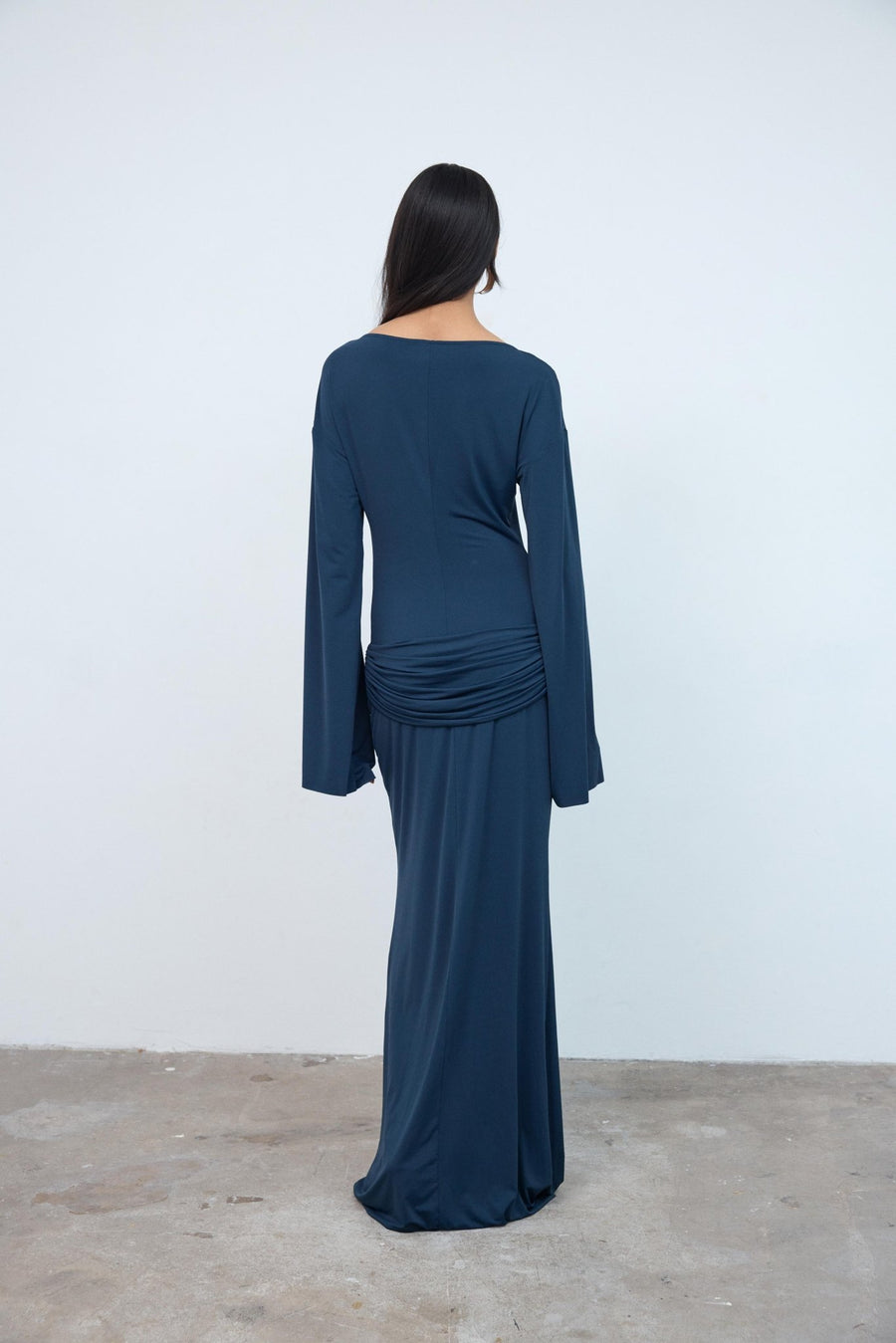 Qamar Maxi Dress in Midnight Spandex Jersey