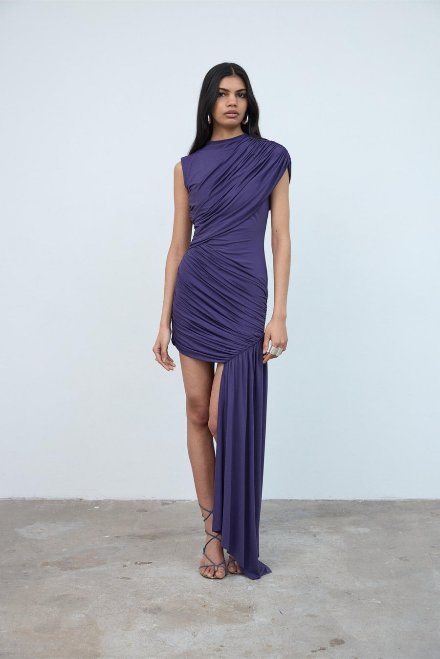 de la vali ravenna draped jersey mini dress Ravenna Mini Dress in Green Spandex Jersey