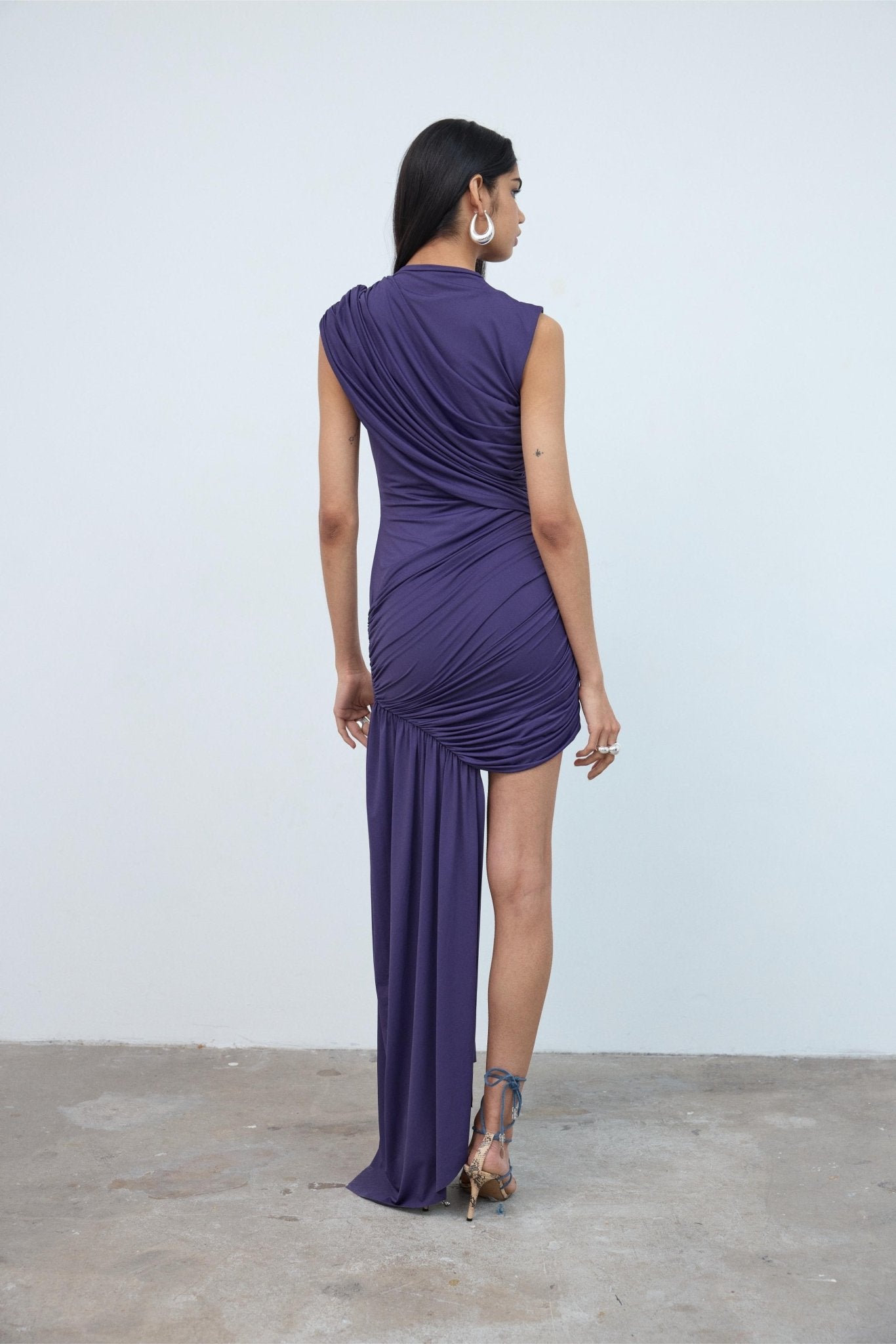 RAVENNA MINI DRESS IN PURPLE SPANDEX JERSEY - De La Vali