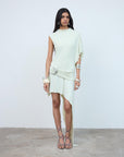 TITAN MINI DRESS IN CREAM SPANDEX JERSEY - De La Vali