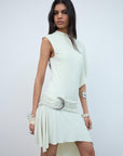 TITAN MINI DRESS IN CREAM SPANDEX JERSEY - De La Vali