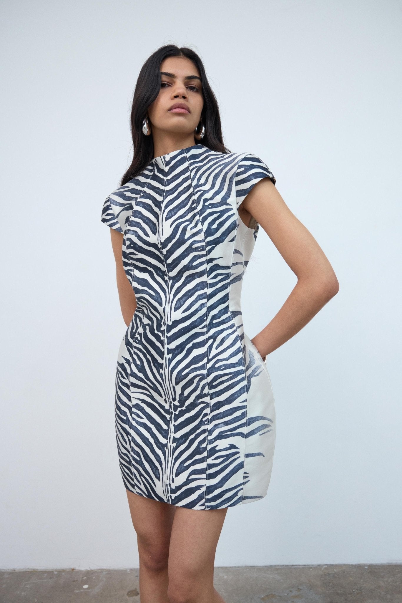 ZENA MINI DRESS IN ZEBRA PRINTED TWILL - De La Vali