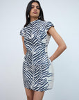 ZENA MINI DRESS IN ZEBRA PRINTED TWILL - De La Vali
