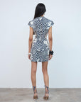 ZENA MINI DRESS IN ZEBRA PRINTED TWILL - De La Vali