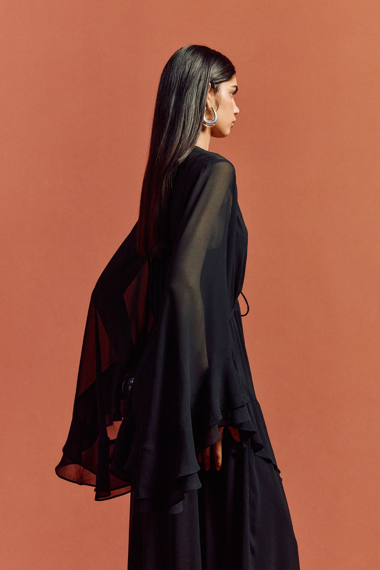 CALYPSO MAXI DRESS IN BLACK CHIFFON - De La Vali