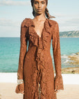CLEMENTINA MAXI DRESS IN BROWN LACE