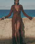 CLEMENTINA MAXI DRESS IN BROWN LACE