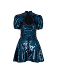 BROADWAY MINI DRESS SEQUIN CHIFFON PETROL SEQUIN