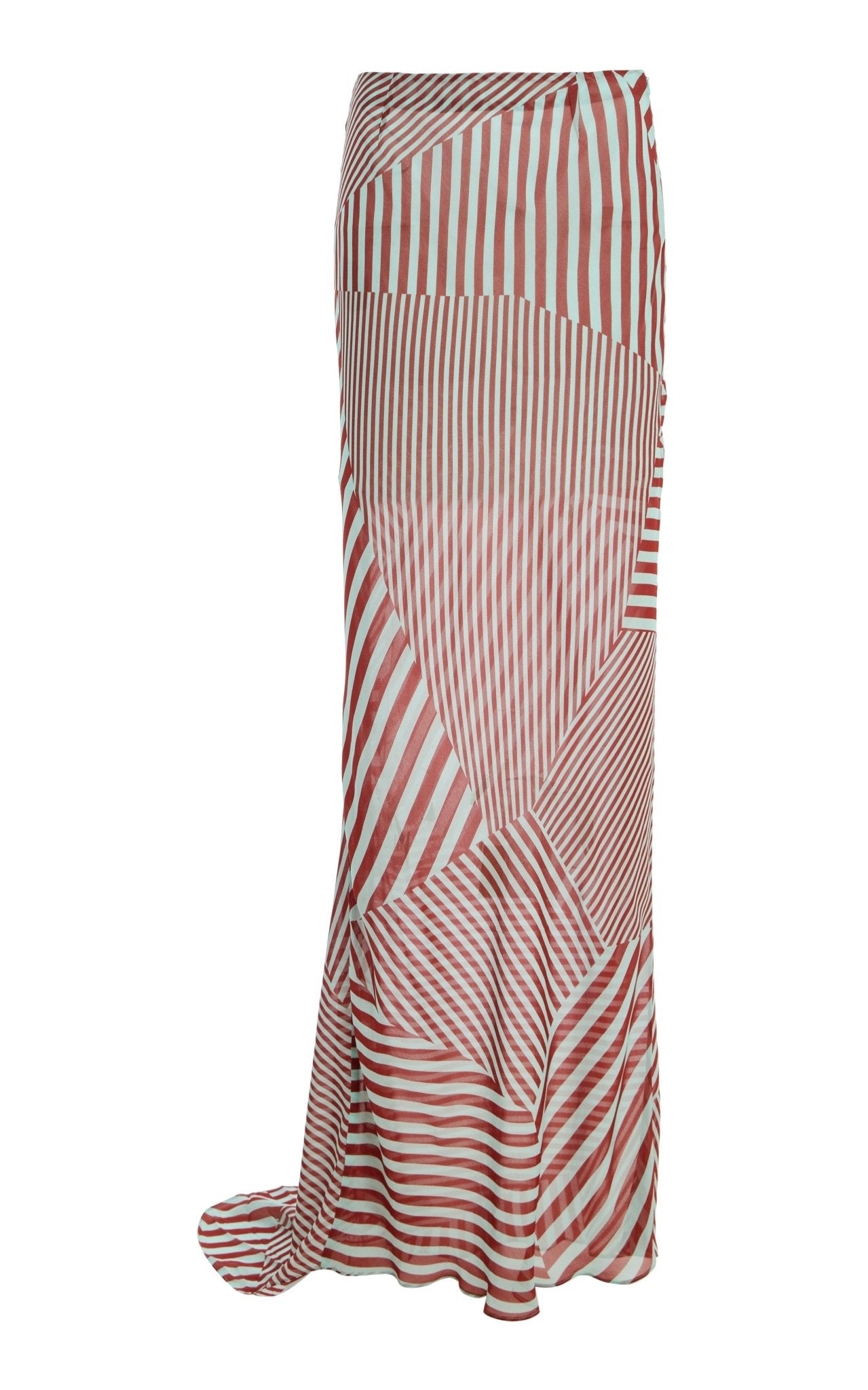 DIOSA SKIRT IN MAROON & TURQUOISE STRIPE GEORGETTE - De La Vali