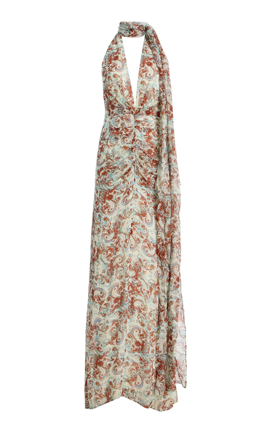 FORMENTERA MAXI DRESS IN CACHEMIRA PRINT VISCOSE GEORGETTE – DE LA